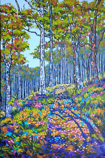 istock Walking Track in Australian Bushland Landscape Acrylic Painting 2227964371