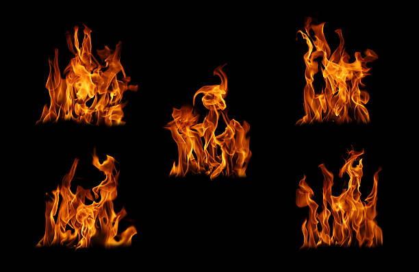 istock Black background fire, flames with torches and textures with splitting power effect, can grill red, burning with burning smoke and sparks in barbecue grill fire 2227964405