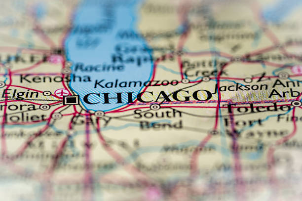 istock Chicago, United States highlighted on a world map. 2227968235