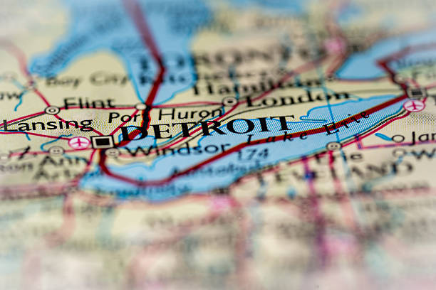 istock Detroit, United States highlighted on a world map. 2227968324