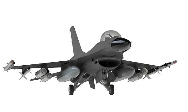 istock Fighter jet taking off landing isolated on black 2227970222