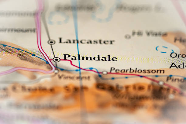istock Palmdale, United States highlighted on a world map. 2227970821