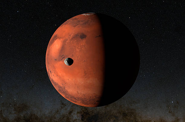 istock Mars and Phobos – closeup view 3d illustration 2227971603