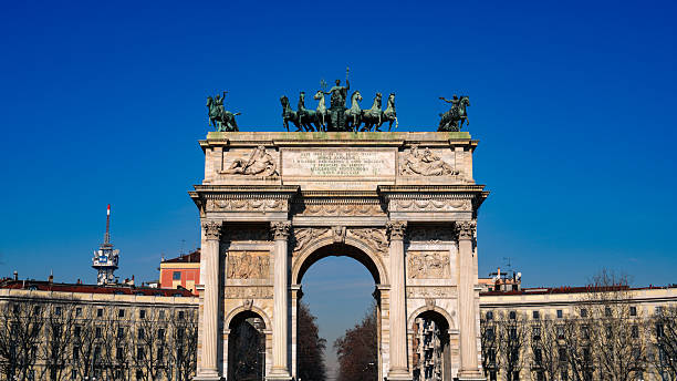 istock Arco della Pace in Milan, Italy with Clear Blue Sky 2227971736