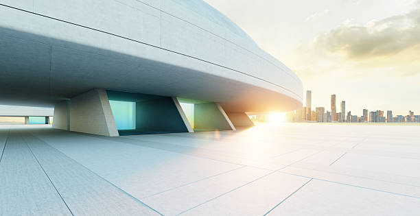 istock 3d rendering modern building overlooking city skyline at sunset 2227975683