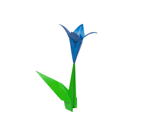 istock Blue origami flower lily isolated on white 2227975836