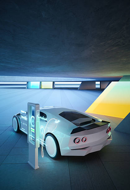 istock A futuristic electric car charges at a sleek station in a modern setting 2227976459