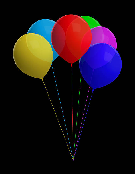 Colorful Birthday Balloons with ribbons