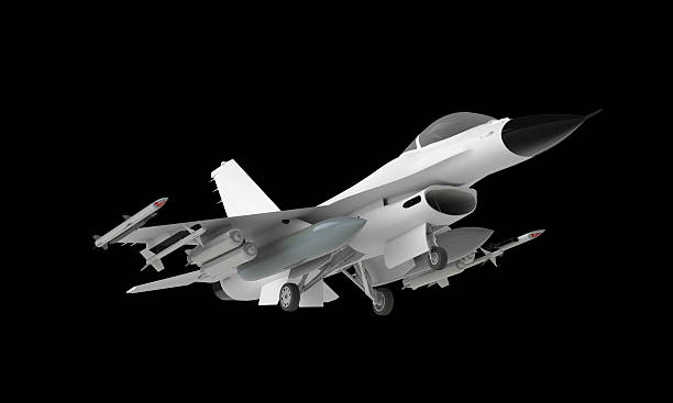 istock Fighter jet taking off landing isolated on black 2227977207
