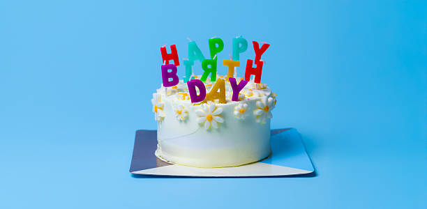 istock birthday cake with candles on pastel blue background with copyspace 2227981804