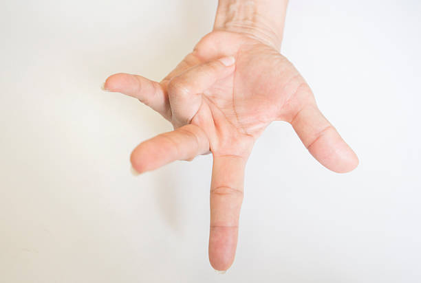 Hand gesture on a white background. The concept of stop sign.