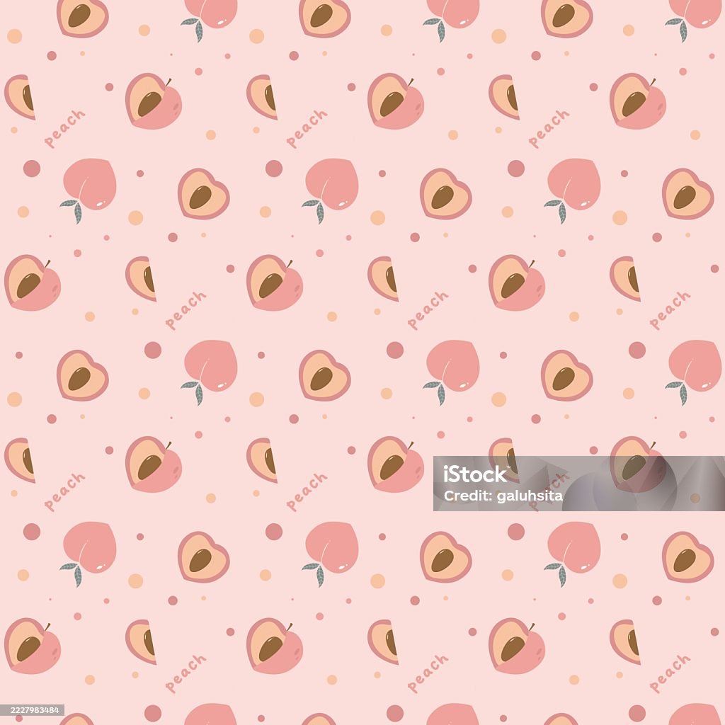 Pink Peach Pattern Peachy Peach Seamless Pattern On Pink Background Stock Illustration ...