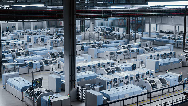 istock High-Tech Manufacturing And Electronics Production Factory, Featuring Advanced Robotics And Automation Technology In A Spacious Industrial Environment, Digitalization And Automation. Wide Shot 2227991917