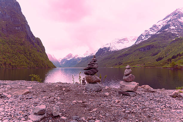 Olden - Norway - May 17 - 2023 - Stone artwork