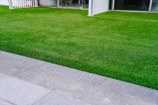 istock Artificial grass lawn turf in the front yard of a modern building 2228006857