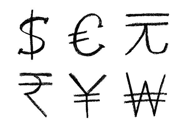 istock Hand drawn multiple currencies symbol set Dollar euro yuan yen won rupee 2228009383
