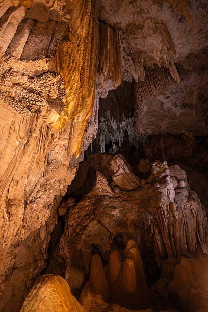 istock Intricate rock formations and mineral deposits are highlighted by soft light in this captivating cave. The textures and colors create a mesmerizing atmosphere, inviting exploration and wonder. Diamond cave, Railay beach, Thailand 2228010181