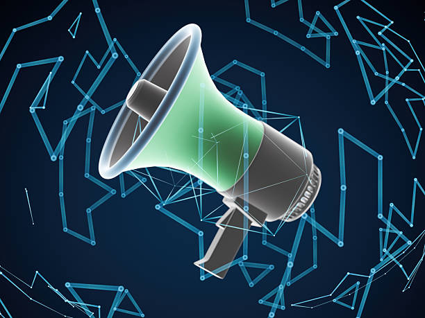 istock Futuristic Megaphone Surrounded by Abstract Digital Connections 2228018766