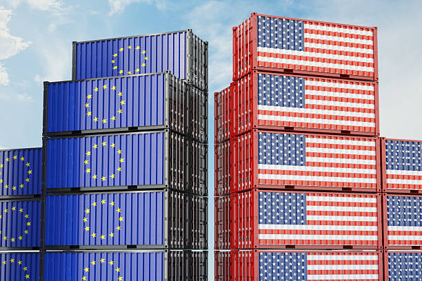 istock Trade Concept With USA and EU Shipping Containers 2228019879