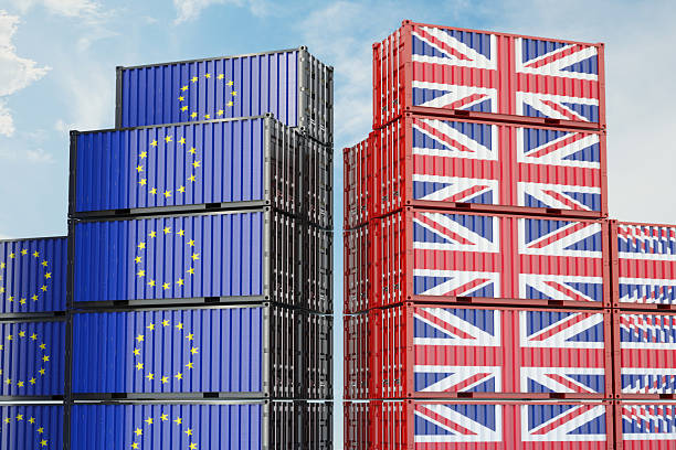 istock Brexit Trade Concept With UK and EU Shipping Containers 2228020150