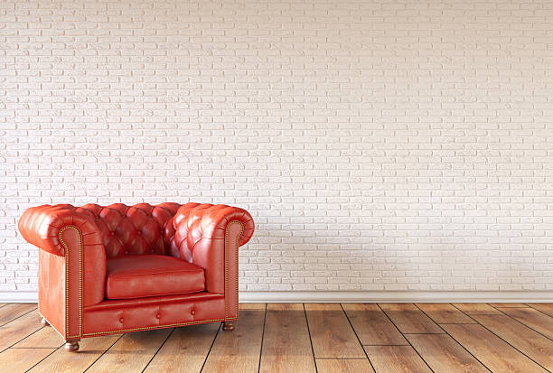 pink leather chesterfield sofa  buttoned isolated  white backdrop