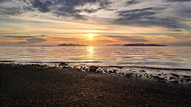Sunset over the sea near Paceco, Trapani, Sicily