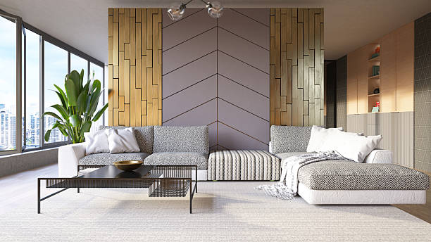 istock Modern Interior with Leather Sofa and Brass Accessories 2228031115