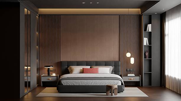 istock Modern Minimalist Bedroom Interior Poster Frame Wall Mockup 2228036368
