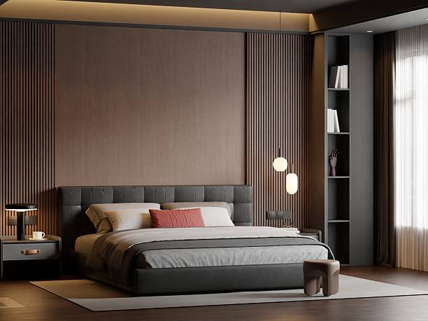 istock Modern Minimalist Bedroom Interior Poster Frame Wall Mockup 2228036379