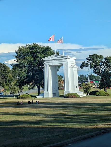 Peace Arch Canadia US Border Landscape Flag Architecture