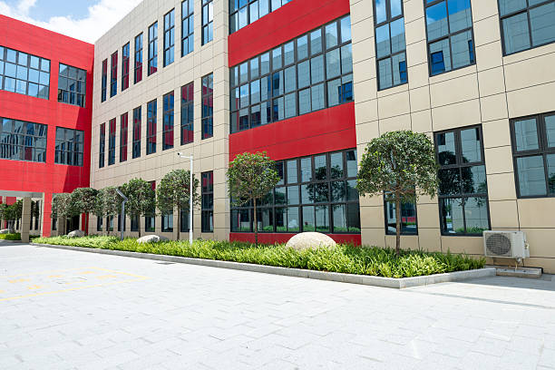 istock A modern red building in the factory 2228039000
