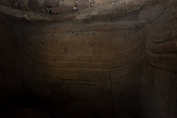 8 February 2023 - Italy, Sassari, Sardinia, Putifigari, domus de janas Tomb of s'Incantu of Mount Siseri, UNESCO World Heritage Site
