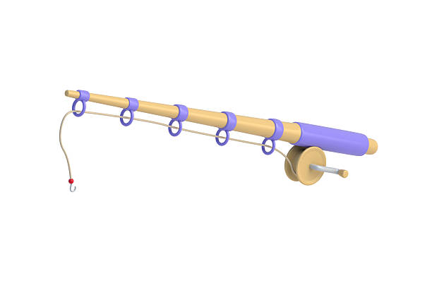 Fishing rod isolated on white background. Sport angling equipment. 3d render