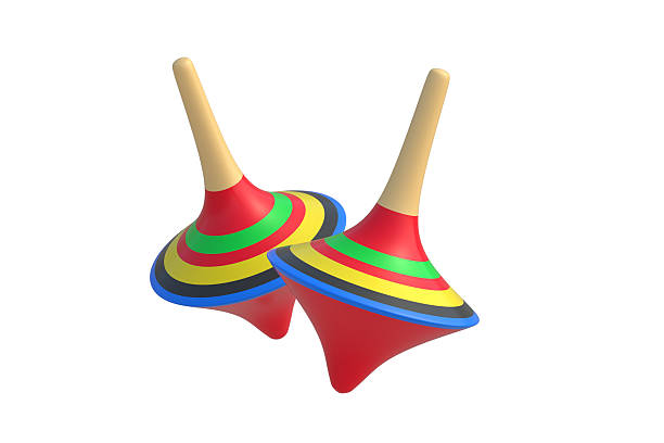 istock Two spinning whirligigs isolated on white background. 3d render 2228044154