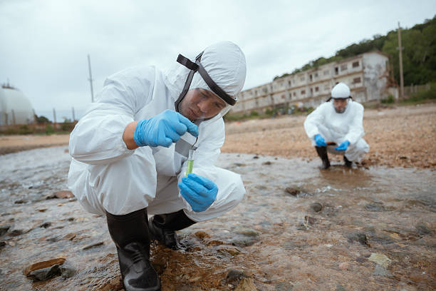 istock Environmental researchers conduct water quality analysis on a shoreline in a coastal area during overcast weather 2228045708
