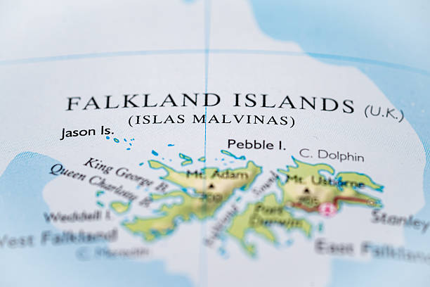 istock Falkland Islands highlighted on a world map. 2228052395