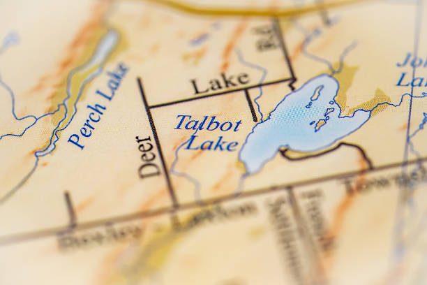 istock Talbot Lake, Ontario, Canada highlighted on a world map. 2228053455