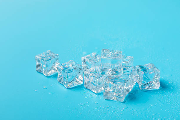 istock Mint and ice on texture background. Green fresh mint and ice cube. Mint leaves, ice cube and water drops for cold drink. Top view. Space for text. Copy space. 2228083760