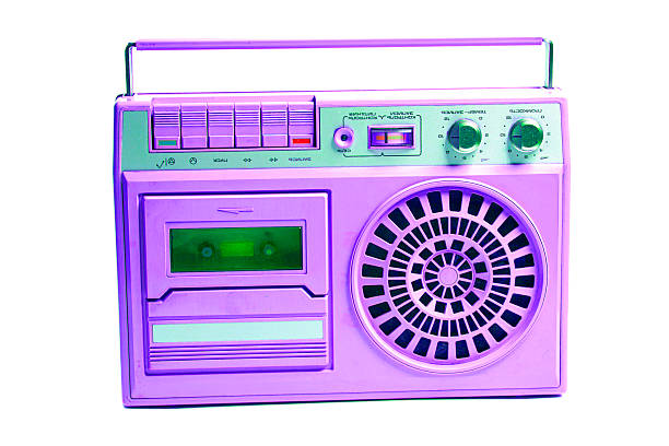 istock Retro portable stereo cassette tape recorder from 80s 2228089947