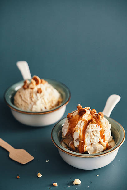 istock Vanilla Ice Cream with Caramel Topping 2228090910