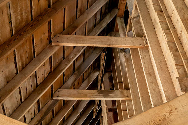 istock Wooden beams in an old corn crib 2228103168