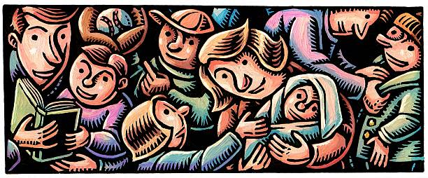 parents and children of various ages close together