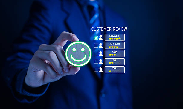 istock Customer Satisfaction Concept Satisfaction given by the highest five-star rating user rating service experience in online application 2228132635