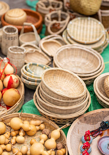 Marrakech Spice Souk Bags with spices and variety of spices and ingredients in Moroccan Medina Bazaar