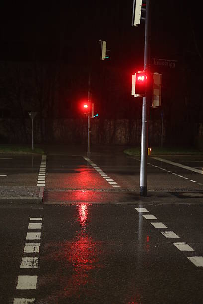 istock A street with two traffic lights that are red 2228138104