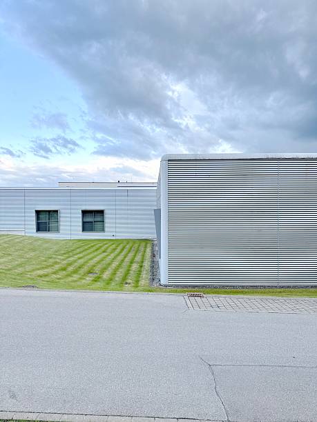 istock Grey building with a grey wall and a grey roof 2228138369