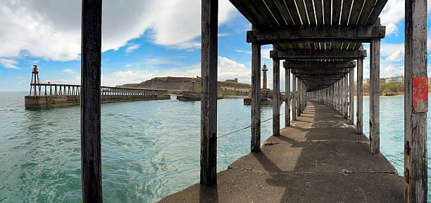 Abstract view along Whitby pier, UK.