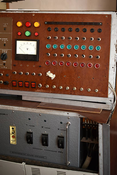 istock An old control board with a voltmeter, switches and lamps. Electronic control panel with buttons and toggle switches. The old management system. 2228161391