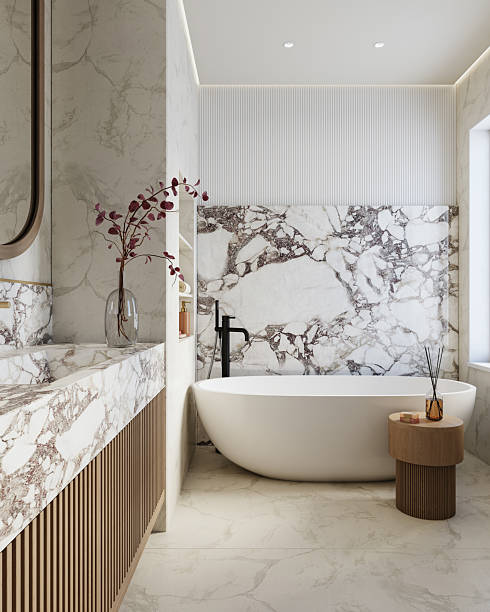Modern Bathroom Interior stock photo - 3d render