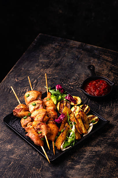 istock Chicken skewers kebab with vegetables 2228178295